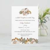 Een klein pompoentje is op komst uitnodiging, baby kaart (Staand voorkant)