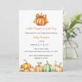 Een klein pompoentje is op komst Uitnodiging, Baby Kaart (Staand voorkant)