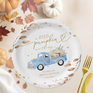Een Klein Pompoentje Is Op Weg Baby Shower Papieren Bordje