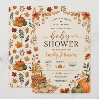 Een Klein Pompoentje Is Op Weg Herfst Baby Shower Kaart