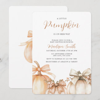 Een Klein Pompoentje Is Op Weg Herfst Baby Shower  Kaart