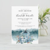 Een Klein Pompoentje Is Op Weg Stof Blauw Herfst Kaart (Staand voorkant)