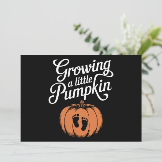 Een Klein Pompoentje Kweken Herfst Zwangerschap Feestdagenkaart (Staand voorkant)