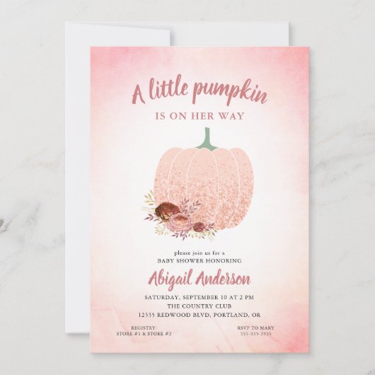 Een klein pompoentje onderweg Glitter baby shower Kaart (Voorkant)