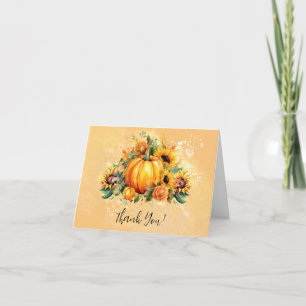 Een Klein Pompoentje   Zonnebloemen Fall Baby Show Bedankkaart