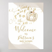 Een klein pompoenwelkomstteken voor Baby shower Poster (Voorkant)
