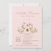 Een klein Princess Pink Gold Castle Baby shower Kaart (Voorkant)