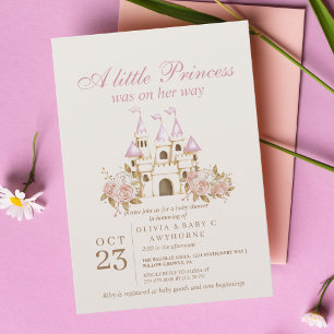 Een klein Princess Pink Gold Castle Baby shower Kaart