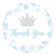 Een klein prins Baby shower Blauw Zilver Dank u