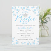 Een klein prins Baby shower Blauw Zilver Glitter Kaart (Staand voorkant)
