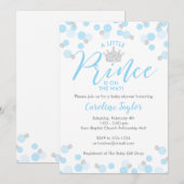 Een klein prins Baby shower Blauw Zilver Glitter Kaart (Voorkant / Achterkant)