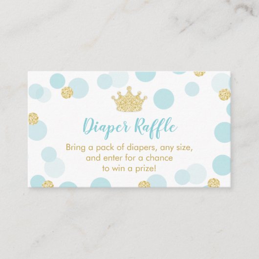 Een klein prins Baby shower, luier Raffle Ticket Informatiekaartje (Voorkant)
