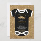 Een klein prinses Black en Royal Gold Baby shower Kaart (Voorkant)