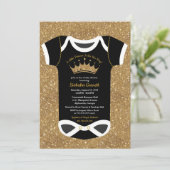 Een klein prinses Black en Royal Gold Baby shower Kaart (Staand voorkant)
