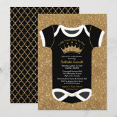 Een klein prinses Black en Royal Gold Baby shower Kaart (Voorkant / Achterkant)