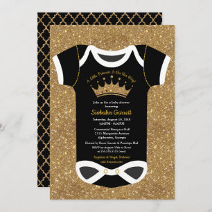 Een klein prinses Black en Royal Gold Baby shower Kaart