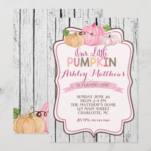 Een klein Pumpkin-verjaardagsfeestje Kaart (Voorkant / Achterkant)