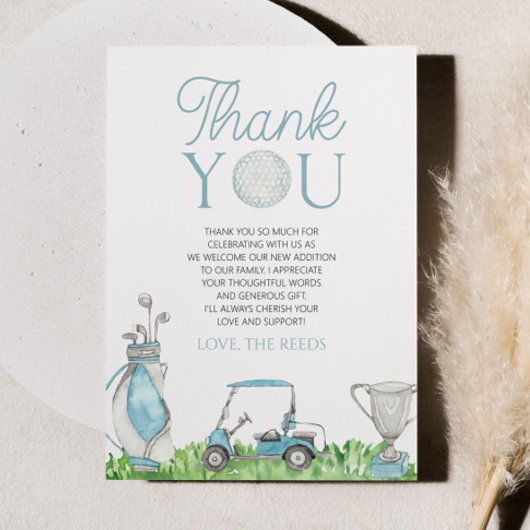 Een klein Putter Blue Golf Baby shower Bedankkaart