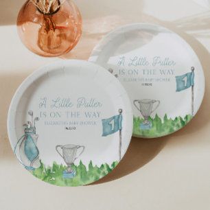 Een klein Putter Blue Golf Baby shower Papieren Bordje