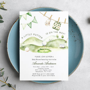 Een Klein Putter Is Op Komst Jongen Baby Shower Kaart