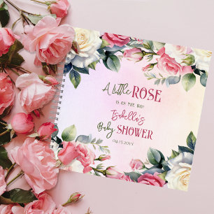 Een klein Roos Bloemen Meisje Baby shower Gastboek Notitieboek