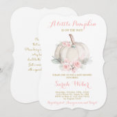 Een klein roze herfst baby shower meisje kaart (Voorkant / Achterkant)