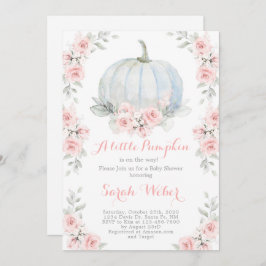 Een klein roze herfst baby shower meisje kaart