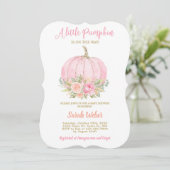 Een klein roze herfst baby shower meisje kaart (Staand voorkant)