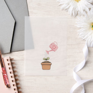 Een klein roze spruitje op weg Vellum Overlay Uitnodigingen