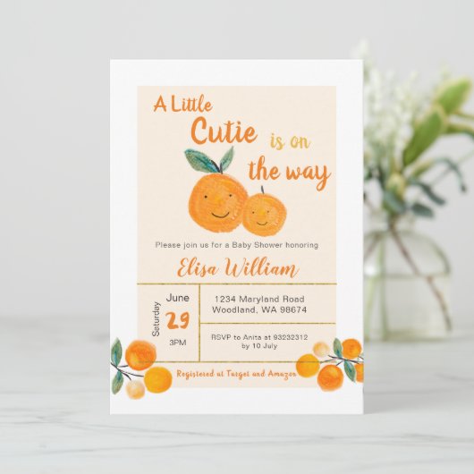 Een klein schatje is onderweg op uitnodiging (Staand voorkant)