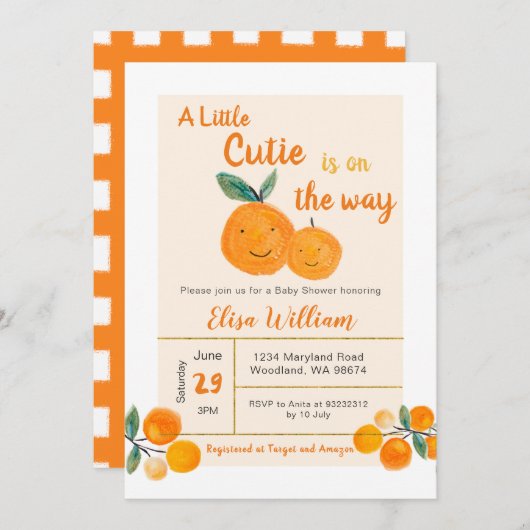 Een klein schatje is onderweg op uitnodiging (Voorkant / Achterkant)