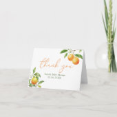 Een Klein Schatje Is Op Komst Oranje Baby Shower  Bedankkaart (Voorkant)