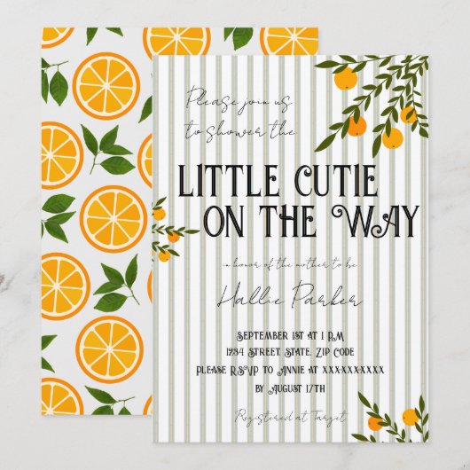 Een Klein Schatje Is Op Komst Uitnodiging (Voorkant / Achterkant)