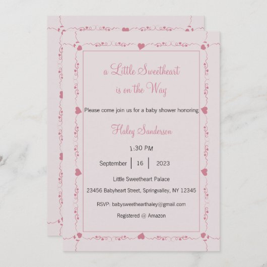 Een klein schatje is op komst uitnodiging (Voorkant / Achterkant)