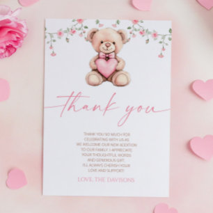 Een Klein Schatje Roze Teddybeer Babyfeest Bedankkaart