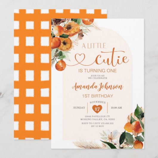 Een klein schatje wordt een Oranje verjaardag Kaart (Voorkant / Achterkant)