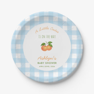 Een Klein Schattig Blauw Baby Shower Papieren Bord