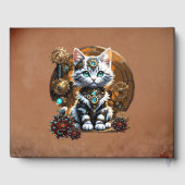 Een klein, schattig kitten in een steampunk stijl. gastenboek (Achterkant)