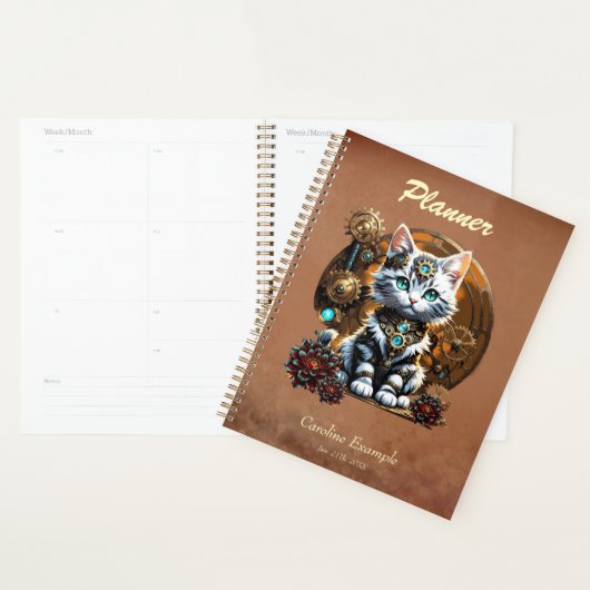 Een klein, schattig kitten in een steampunk stijl. planner (Display)