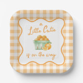 Een klein schattig oranje baby shower papieren bordje (Voorkant)