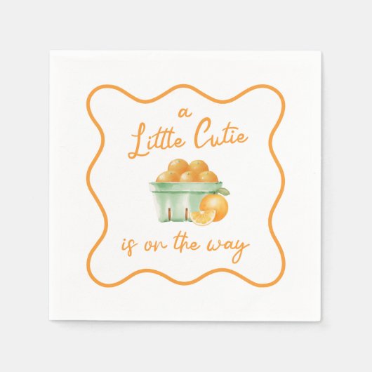 Een klein schattig oranje baby shower servet (Voorkant)