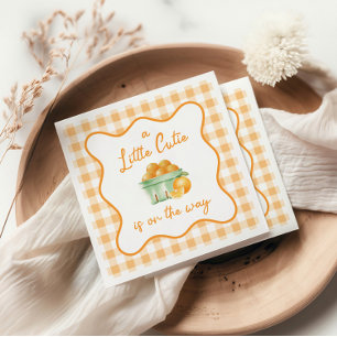 Een klein schattig oranje baby shower servet