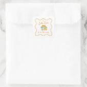 Een klein schattig oranje baby shower vierkante sticker (Tas)