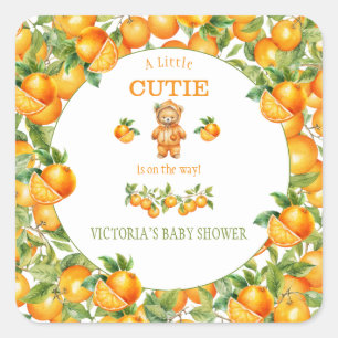 Een klein schattig Oranje teddybeer Baby shower Vierkante Sticker
