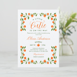 Een Klein Schattig Sinaasappel Citrus Baby Shower Kaart