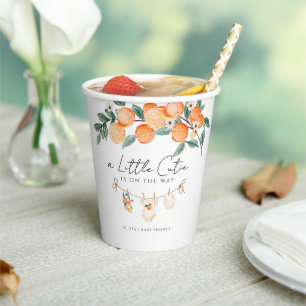 Een Klein Schattig Sinaasappel Citrus Baby Shower Papieren Bekers