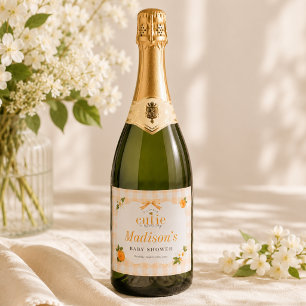 Een Klein Schattig Sinaasappelbloesem Neutrale Bab Sparkling Wijnetiket