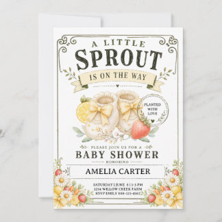 Een klein scheutje is op komst Baby Shower Geel Kaart