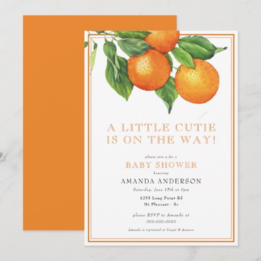 Een klein Sinaasappel Genderneutraal Baby shower Kaart (Voorkant / Achterkant)