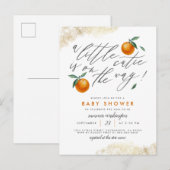 Een klein Sinaasappel neutraal Baby shower Uitnodiging Briefkaart (Voorkant / Achterkant)